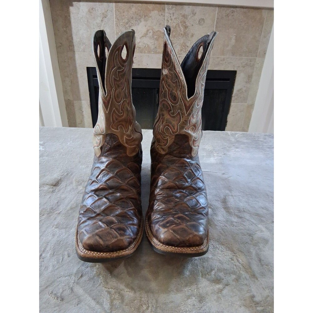 Cavenders Mens Pirarucu Fish Scale Western Cowboy Boots Size 13EE